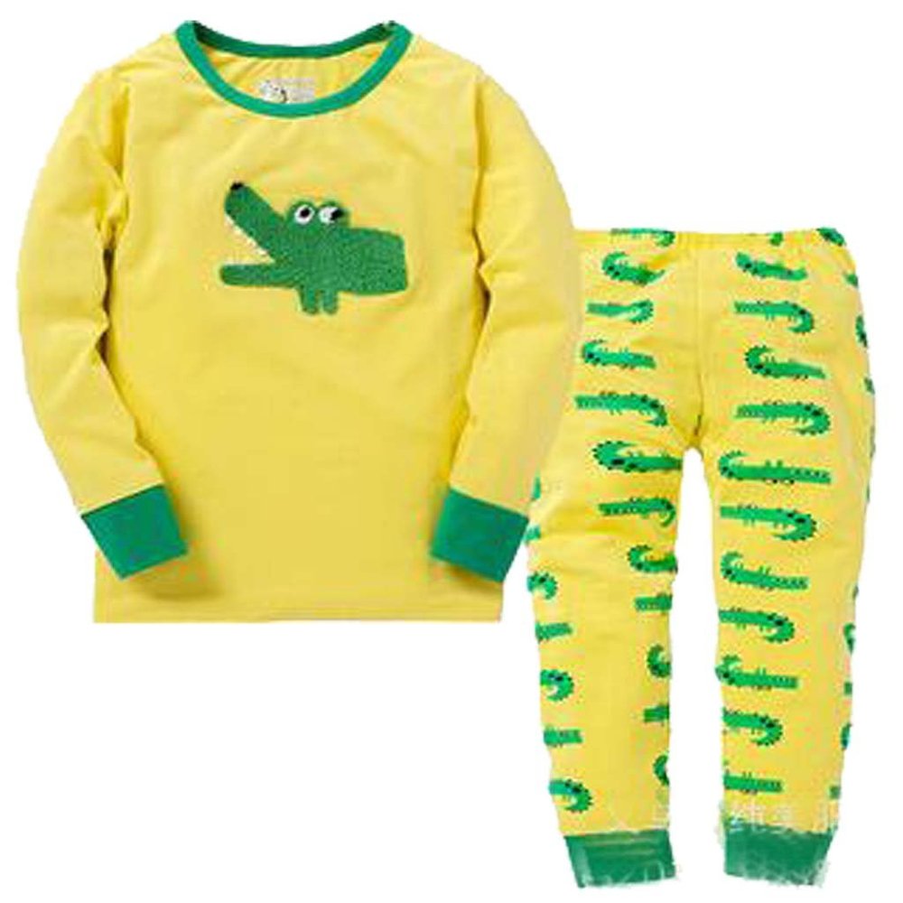 Babygp Tiger Polar Bear etc. Boys 2 Piece Pajama 100% Cotton(Size:2-11years)(Crocodile,2 Years)