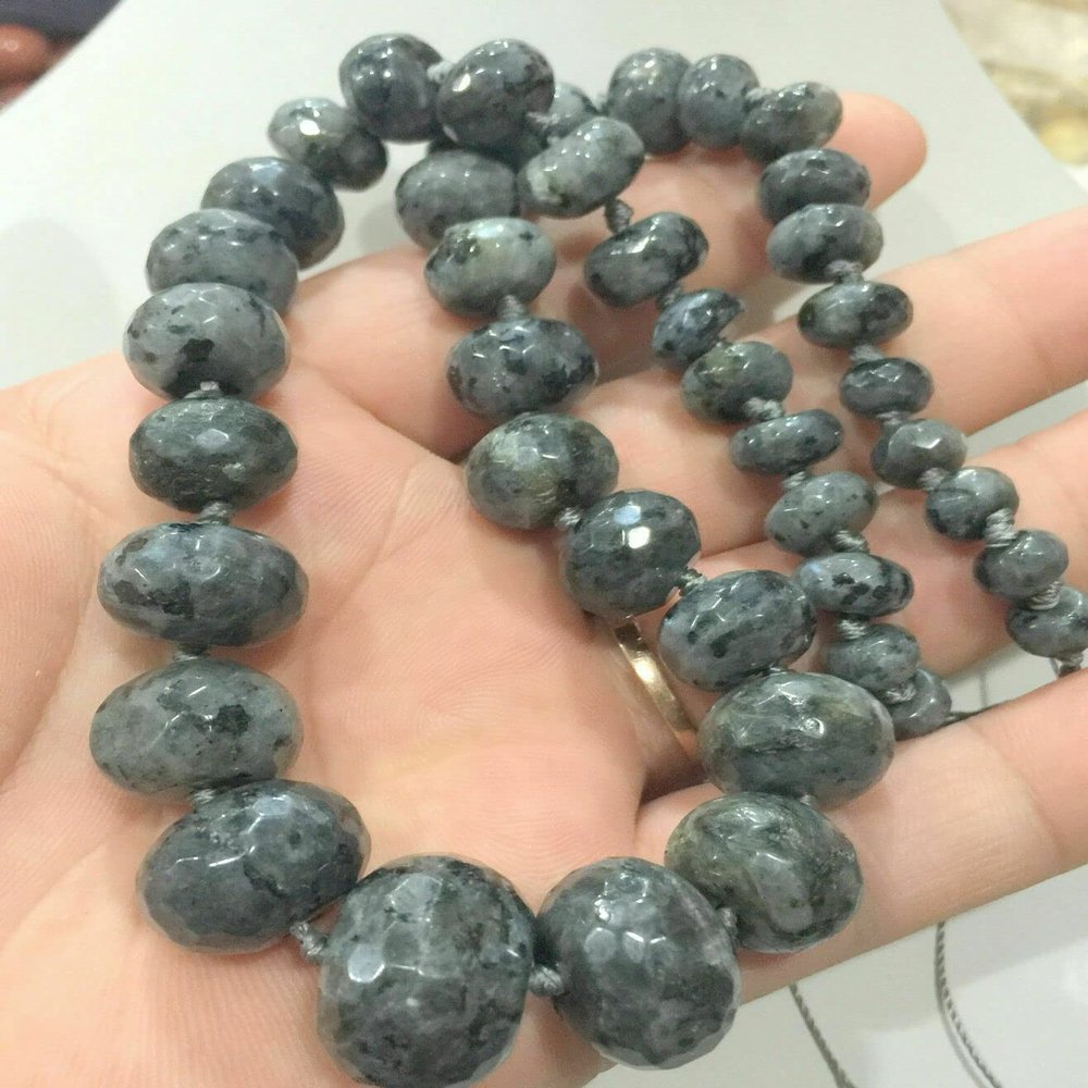 10-19mm Genuine Graduated Faceted Natural Labradorite Gem Necklace 18" Hot