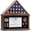 Zmiky Large Burial Flag Case - Solid Wood Display Case for 5x9.5 Folded Military Flag with Certificate Holder - Walnut Finish view 1