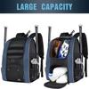 MATEIN Baseball Bag, Lightweight Softball Bags with Shoes Compartment for Men, Large Capacity Baseball Backpack for Adult with Fence Hook Hold 4 Tee Ball Bats, Batting Glove, TBall Gear, Helmet view 4