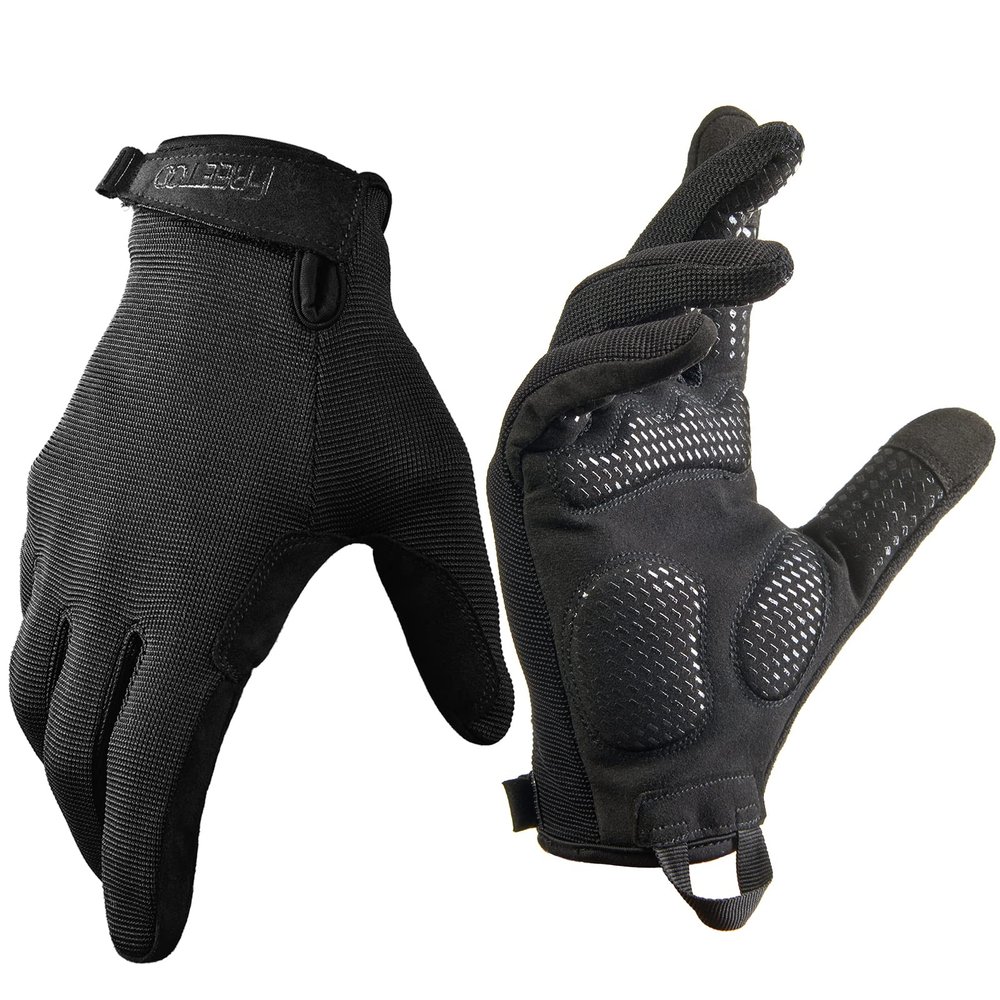 FREETOO Full-Finger Workout Gloves for Men, Padded Gym Gloves with Excellent Grip and Palm Protection, Touch Screen Friendly