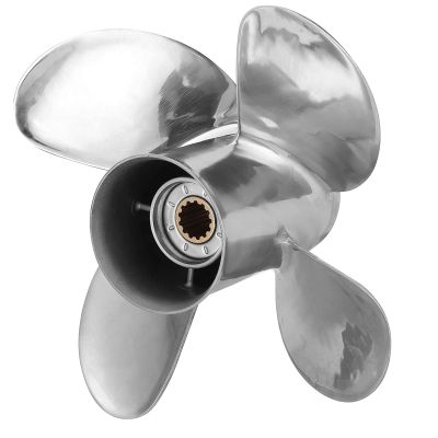 Azingysail Stainless Steel Propeller 25-60HP RH 13 Tooth 4 Blade SS Prop for Yamaha Outboard Motor Engine