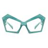 Vintage Women Cat Eye Sunglasses UV Protection Clear Lens Chic Retro Fashion Oversized Polygon Eyewear (green, M) view 2