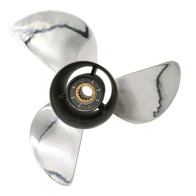 Azingysail Stainless Steel Outboard Propeller 13 7/8 x 15 for Yamaha Engines 50-130HP, 15 Spline Tooth, 4 Stroke,RH