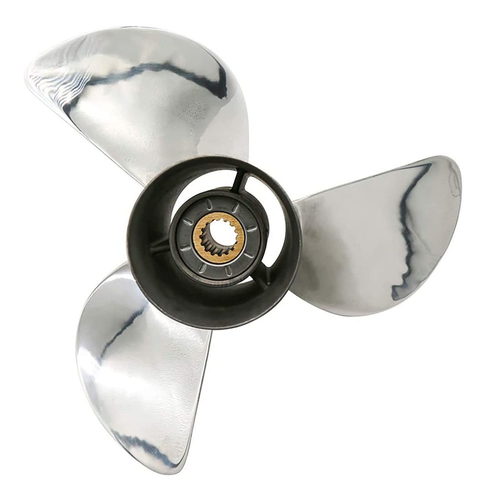 Azingysail Stainless Steel Outboard Propeller 13 7/8 x 15 for Yamaha Engines 50-130HP, 15 Spline Tooth, 4 Stroke,RH
