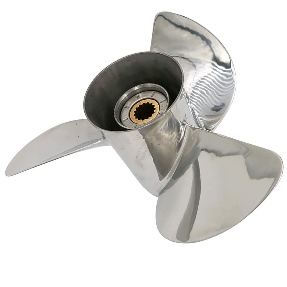 Azingysail Stainless Steel Outboard Propeller 13 7/8 x 17 for Yamaha Engines 50-130HP, 15 Spline Tooth, 4 Stroke,RH