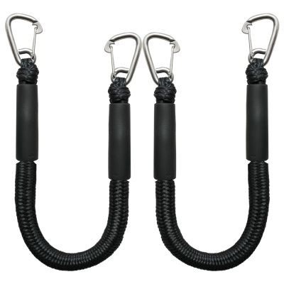 4 Feet Bungee Dock Line Double Clips Heavy Duty 316 Stainless Steel Clips Boat Ropes Mooring Ropefor for Boats PWC, Built in Snubber, Kayak,Watercraft,SeaDoo,Jet Ski, Pontoon, Canoe, Power Boat 2-Pack
