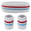 Yolev Striped Sweatband Set Sports Headband Wristband (1 Headband and 2 Wristbands) Set Sweatbands for Athletic Men and Women view 1
