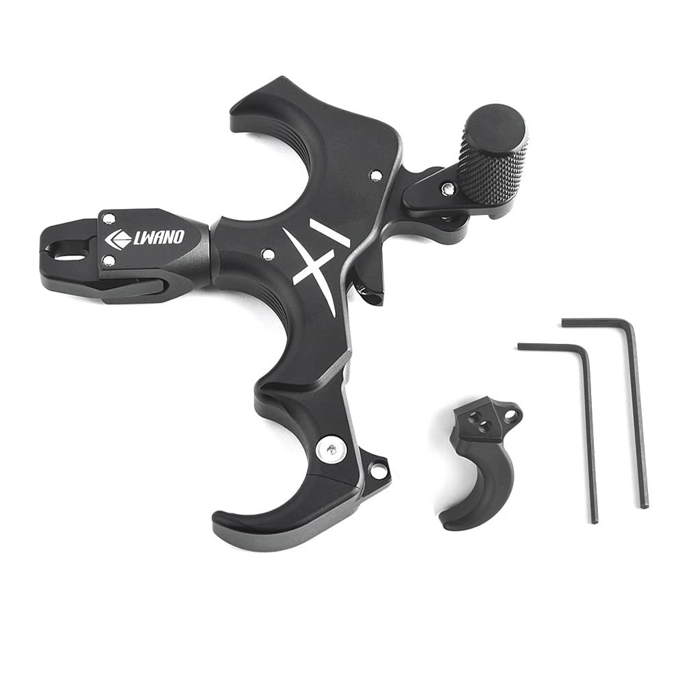 SHARROW Compound Bow Release Aids 3 or 4 Fingers Automatic Release Aluminium Alloy Thumb Trigger for for Left Hand Right Hand Compound Bow Accessory