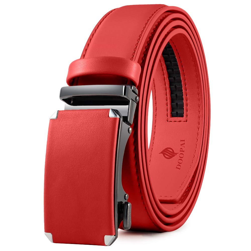DOOPAI Mens Belt, Ratchet Belt Dress with 1 3/8" Genuine Leather, Slide Belt with Easier Adjustable Buckle, Trim to Fit