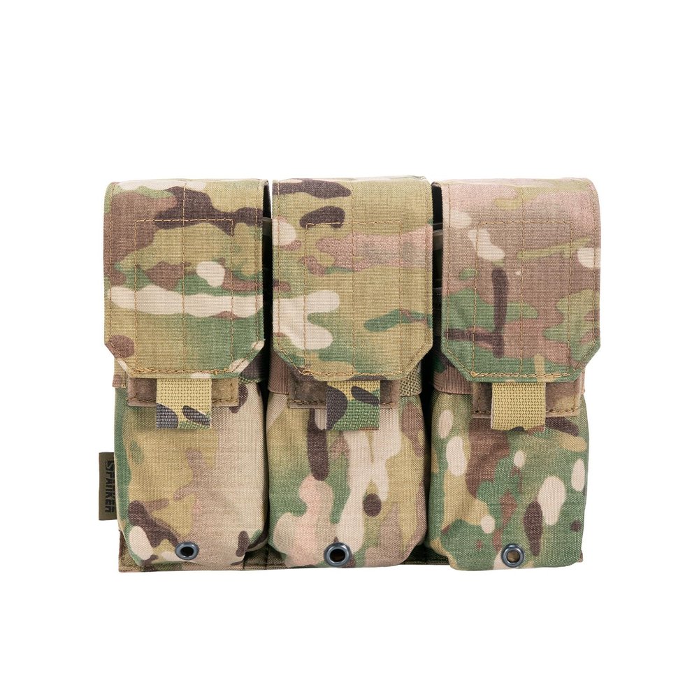 EXCELLENT ELITE SPANKER Tactical Molle Single/Double/Triple Mag Pouch for M4 M14 M16 AR15 AR10 G36 Magazine Holds 2 Mags (C Triple-MC)
