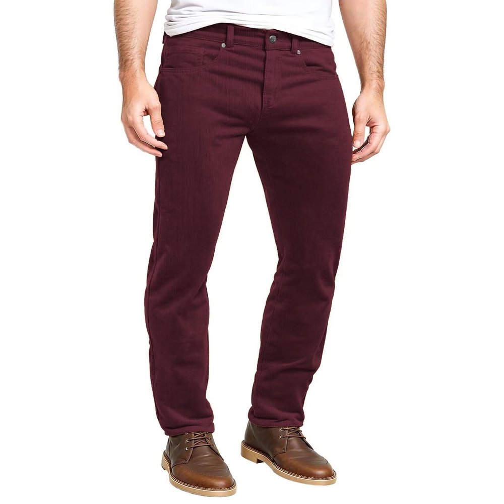 ETHANOL Men's Slim Stretchy Casual Corduroy Pant APL21950SK Wine 38
