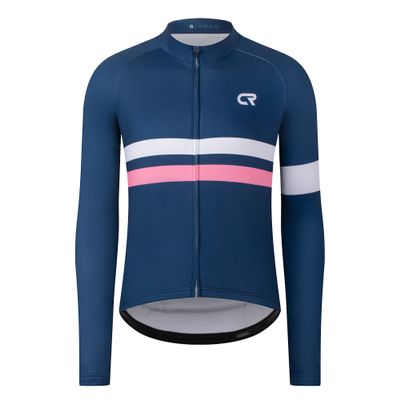 Coconut Ropamo CR Men's Long Sleeve Cycling Jersey with Zipper Pockets Bike Shirt Cycle Clothing Quick Dry Breathable (XL, Navy)