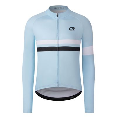 Coconut Ropamo CR Long Sleeve Cycling Jersey Mens, 3+1 Zipper Pockets Bicycle Tops Quick Dry Breathable Biking Shirt (M, Light Blue)