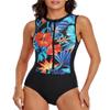 LVZIJUN Women One Piece Rash Guard High Neck Sleeveless Zipper UPF 50 Surfing Swimsuit view 1