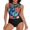 LVZIJUN Women One Piece Rash Guard High Neck Sleeveless Zipper UPF 50 Surfing Swimsuit view 4