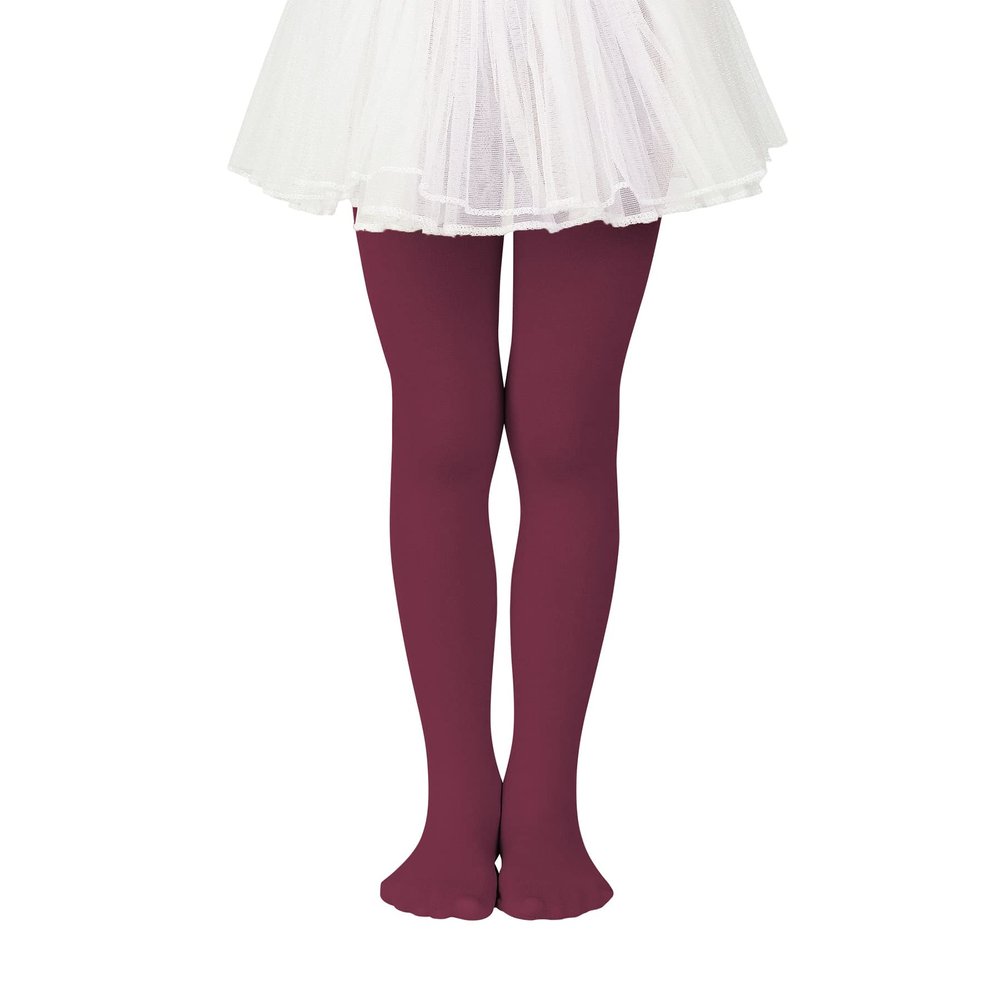 Zando Dark Red Tights for Girls 10-12 - Burgundy Tights for Girls Size 10-12 Ultra Soft Elastic Ballet Footed Halloween Tight Girl for Christmas Daily School 9-14 Years