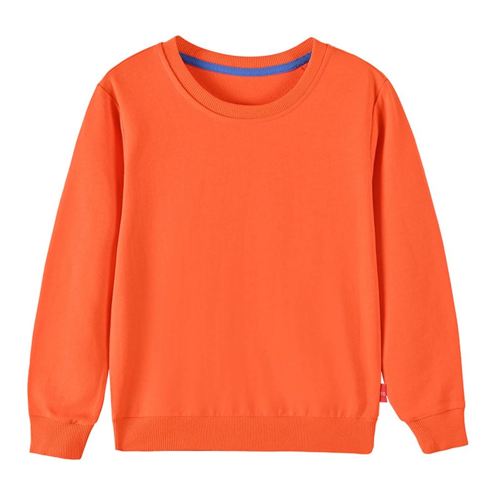 Toddler Boy's Girl's Pullover Sweatshirt,Casual Cotton Crewneck Sweatshirts Long Sleeve Solid Top Shirt Fall Outfit (Orange,5-6T,5 Years,6 Years)