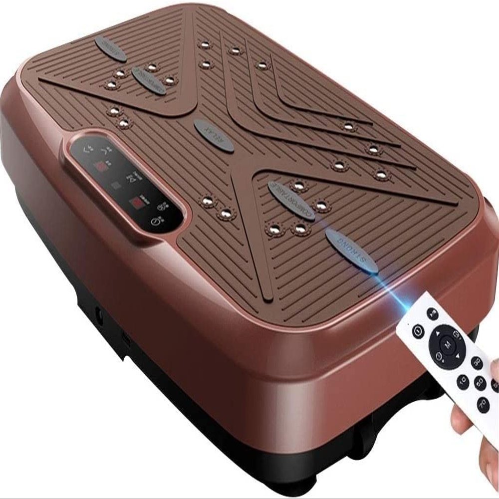 SMSOM Vibration Platform Machine, Vibration Board, Home Gym Whole Body Shaker Exercise Machine Workout Trainer Fast Weight Loss, Max User Weight 440lbs (Brown)