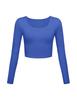 Long Sleeve Crop Tops for Women Workout Basic Clothes for Teen Ladies Fitted Slim Scoop Neck Cute Yoga Shirts (Royal Blue, X-Large) view 1