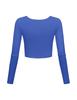 Long Sleeve Crop Tops for Women Workout Basic Clothes for Teen Ladies Fitted Slim Scoop Neck Cute Yoga Shirts (Royal Blue, X-Large) view 2