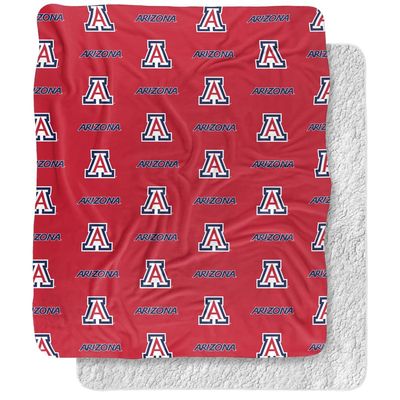 University of Arizona Blanket, 50"x60" Logo Pattern Silky Touch Sherpa Back Super Soft Throw Blanket