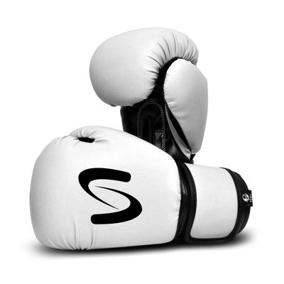 Ultimate - Adults Classic Boxing Gloves - Boxing MMA Muay Thai Training & Bag Work (White Black, 16oz)