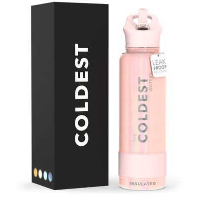 Coldest Insulated Water Bottle with Straw Lid - Stainless Steel Metal Insulated Bottle for Men & Women (Forever Pink Glitter, 40 oz)
