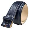 35MM Italian Calfskin Genuine Leather Dress Belt Strap with Snaps 1-3/8"(35mm) Wide (Lizard Navy, 34) view 1