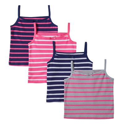 Sportoli Girls Ultra Soft 100% Cotton Tank Top Tagless Cami Undershirts (4 Pack) - Size 3/4