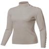 Made by Emma Fitted Gold Button Detail Soft Long Sleeve Mock Turtleneck Knit Sweater Camel XL view 1