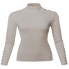 Made by Emma Fitted Gold Button Detail Soft Long Sleeve Mock Turtleneck Knit Sweater Camel XL view 3