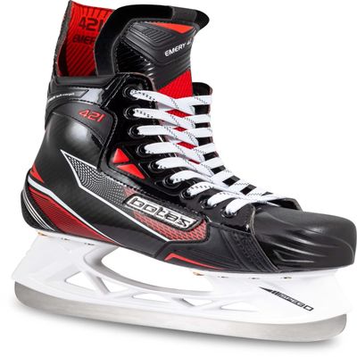 Botas - Emery - Men's Ice Hockey Skates | Made in Europe (Czech Republic) | Color: Black/Red, Size Adult 9