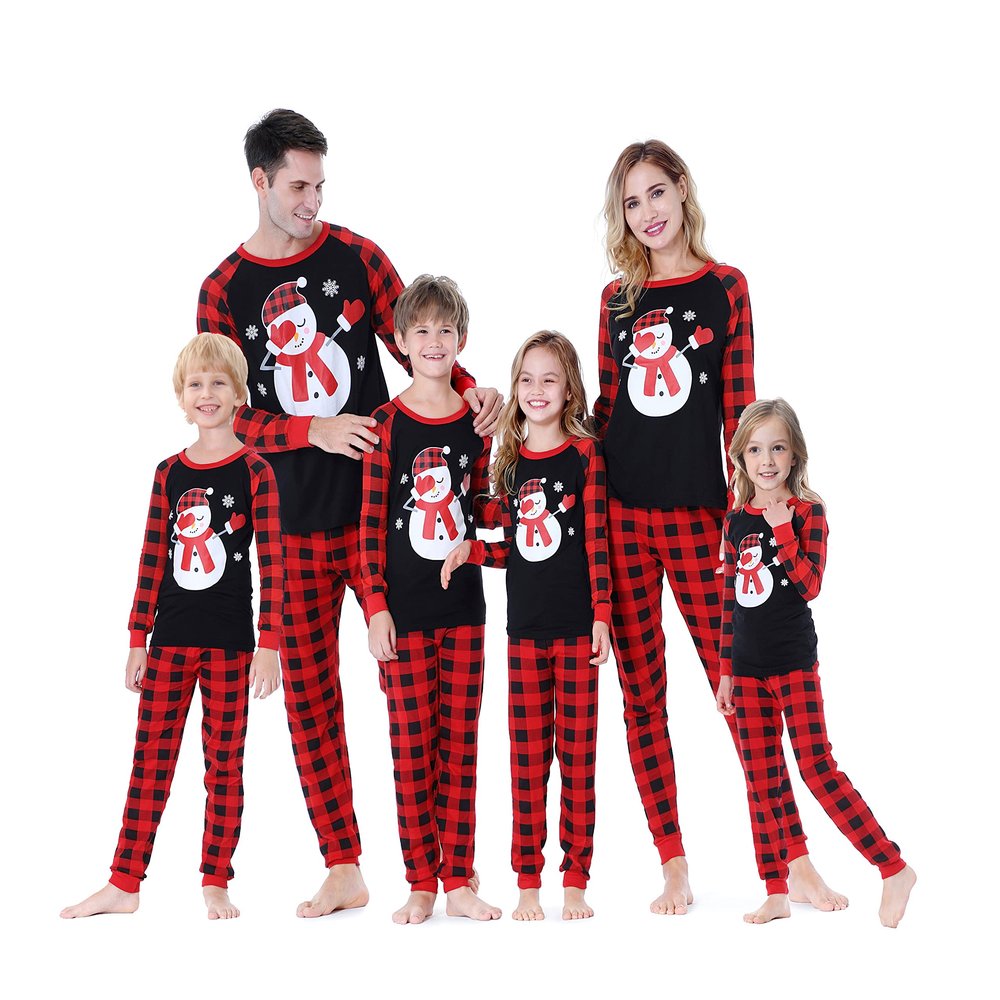 Benaive Matching Family Christmas Pajamas Set Holiday Pjs for Women Men Sleepwear (Black & Red, Snowman, Women-X-Small)