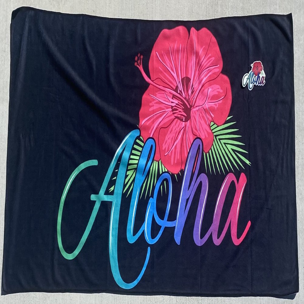 Aloha Designs Aloha Beach Towels - with Aloha Decal - Microfiber Quick Dry Beach,Camping, Pool, Sports, Backpacking, Yoga, Gym, Travel Towel 60x31.5 Soft, Compact, Lightweight- Plus One Aloha Sticker