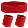 Yolev Sports Headband Wristband Set Sweatbands (1 Headband and 2 Wristbands) for Athletic Men and Women Red view 1