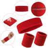 Yolev Sports Headband Wristband Set Sweatbands (1 Headband and 2 Wristbands) for Athletic Men and Women Red view 4