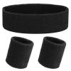 Yolev Sports Headband Wristband Set Sweatbands (1 Headband and 2 Wristbands) for Athletic Men and Women Black view 1
