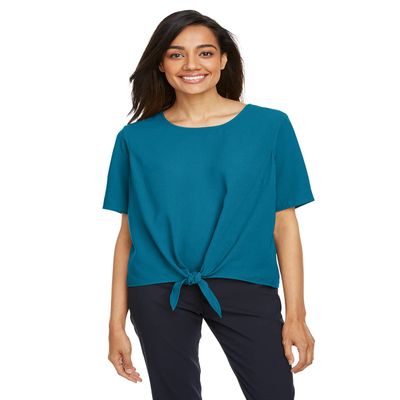 Ladies Tie-Front Blouse-Dark Teal-XS