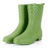 Petrass Women Rain Boots Black Waterproof Mid Calf Lightweight Cute Booties Fashion Out Work Comfortable Garden Shoes, Green 5 view 1