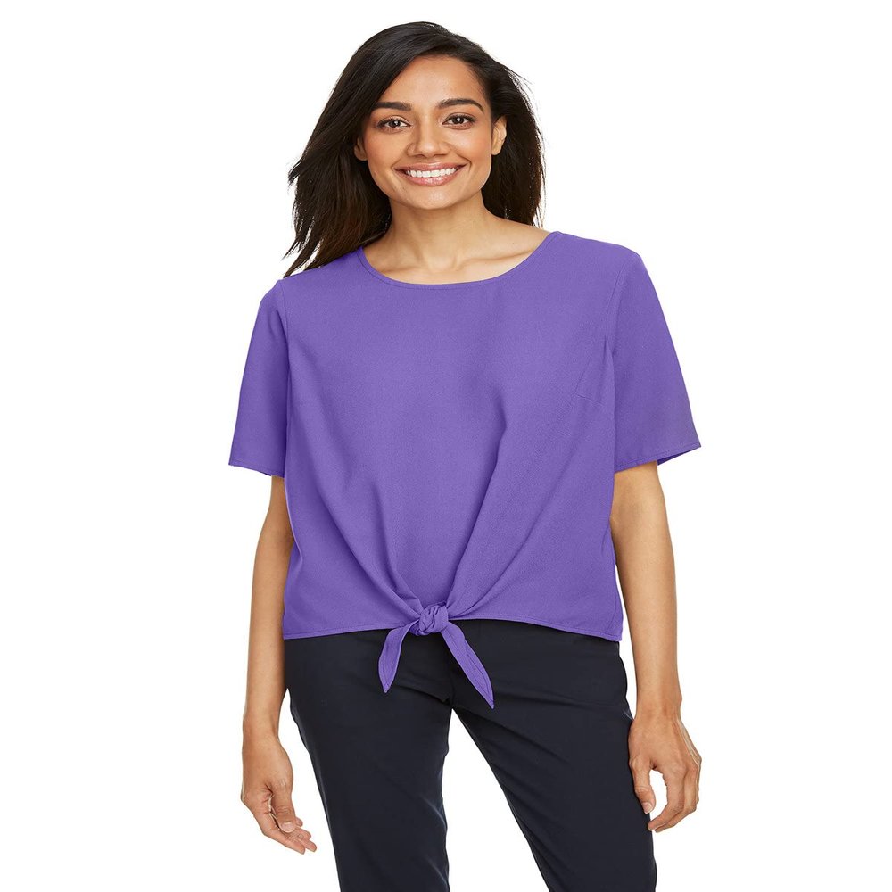 Ladies Tie-Front Blouse-Grape-S