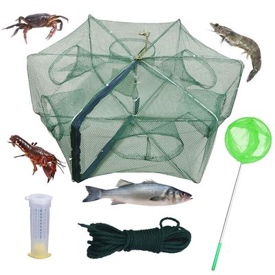 1/2 Pcs Foldable Fishing Bait Trap,6Holes Cast Portable Minnow Trap Fish Trap Crab Trap Crawfish Trap Crab Crayfish Shrimp Net