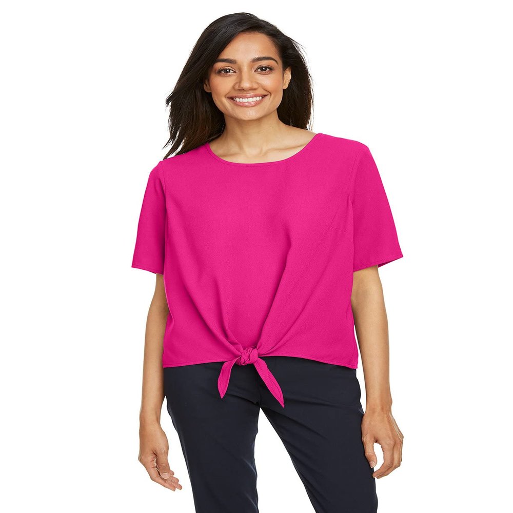 Ladies Tie-Front Blouse-Crown Raspberry-XL