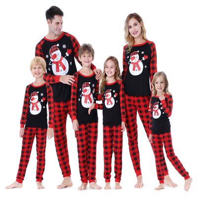 Benaive Matching Family Christmas Pajamas Set Holiday Pjs for Women Men Sleepwear (Black & Red, Snowman, 2T)