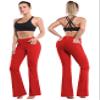 BUBBLELIME 29"/31"/33"/35" 4 Styles Women's High Waist Bootcut Yoga Pants - Out Pockets_Scarlet S-33 Inseam(1) view 2