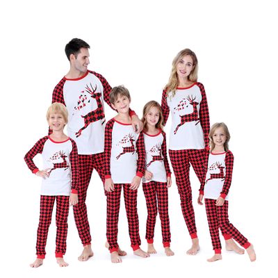 Benaive Matching Family Christmas Pajamas Set Holiday Pjs for Women Men Sleepwear (White & Red, Elk, 7)