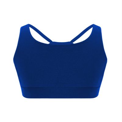 easyforever Kids Girls Athletic Sport Bra Strappy Back Vest Crop Top Tanks for Gym Workout Dance Gymnastics Royal Blue E 6