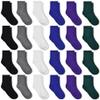GENTABY 24 Pairs Kids Socks - 4 Each: Forest Green/Royal Blue/Violet/Dark Gray/Black/White, 1-2T view 1