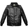 Ikevan Kids Leather Jackets Fashion Collar Motorcycle Jacket Faux Leather Zipper Coats Baby Boys Winter Coat 3-17Y (Black, 3-4 years) view 1