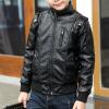 Ikevan Kids Leather Jackets Fashion Collar Motorcycle Jacket Faux Leather Zipper Coats Baby Boys Winter Coat 3-17Y (Black, 3-4 years) view 2